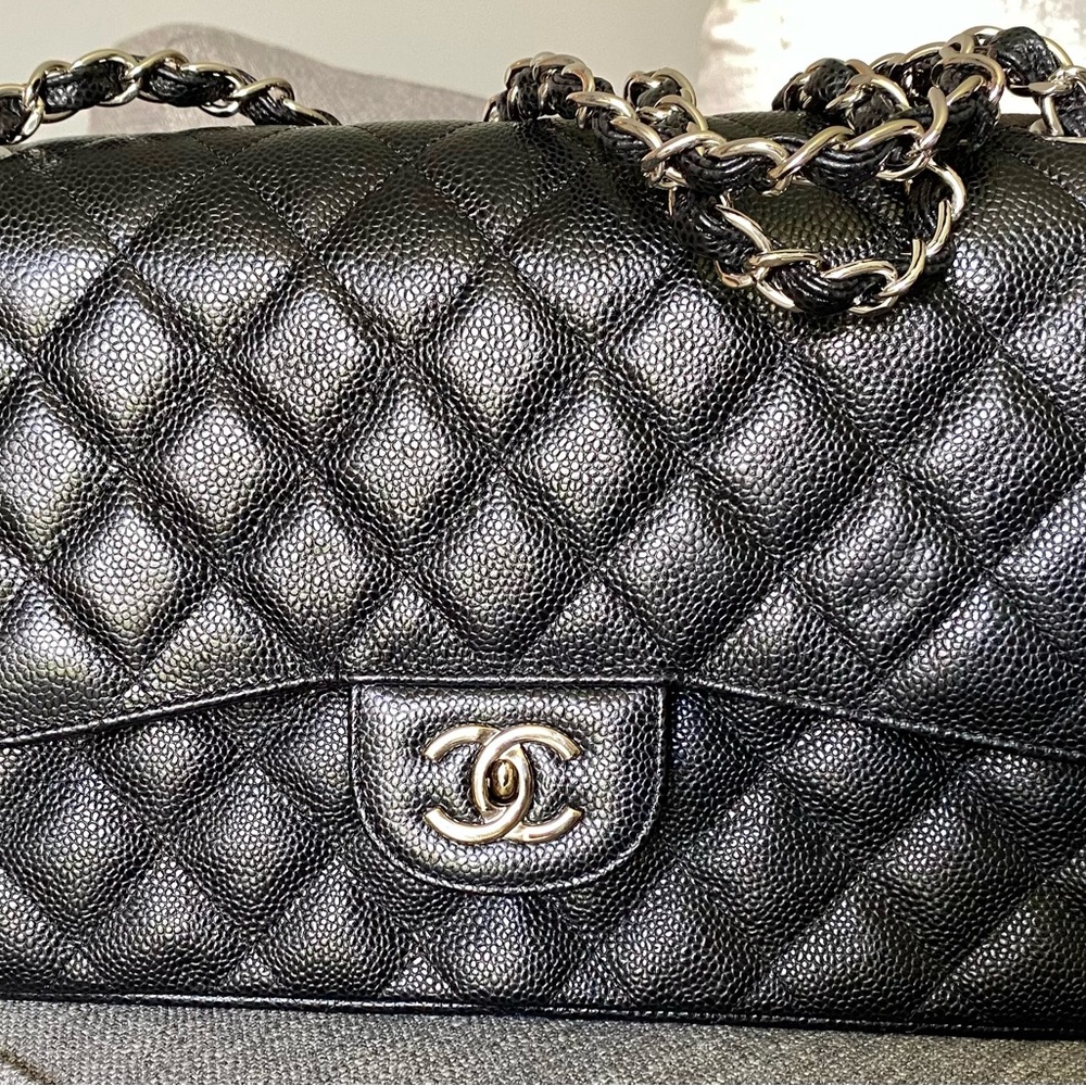 Chanel Black Quilted JUMBO Shoulder Bag with Chain Straps